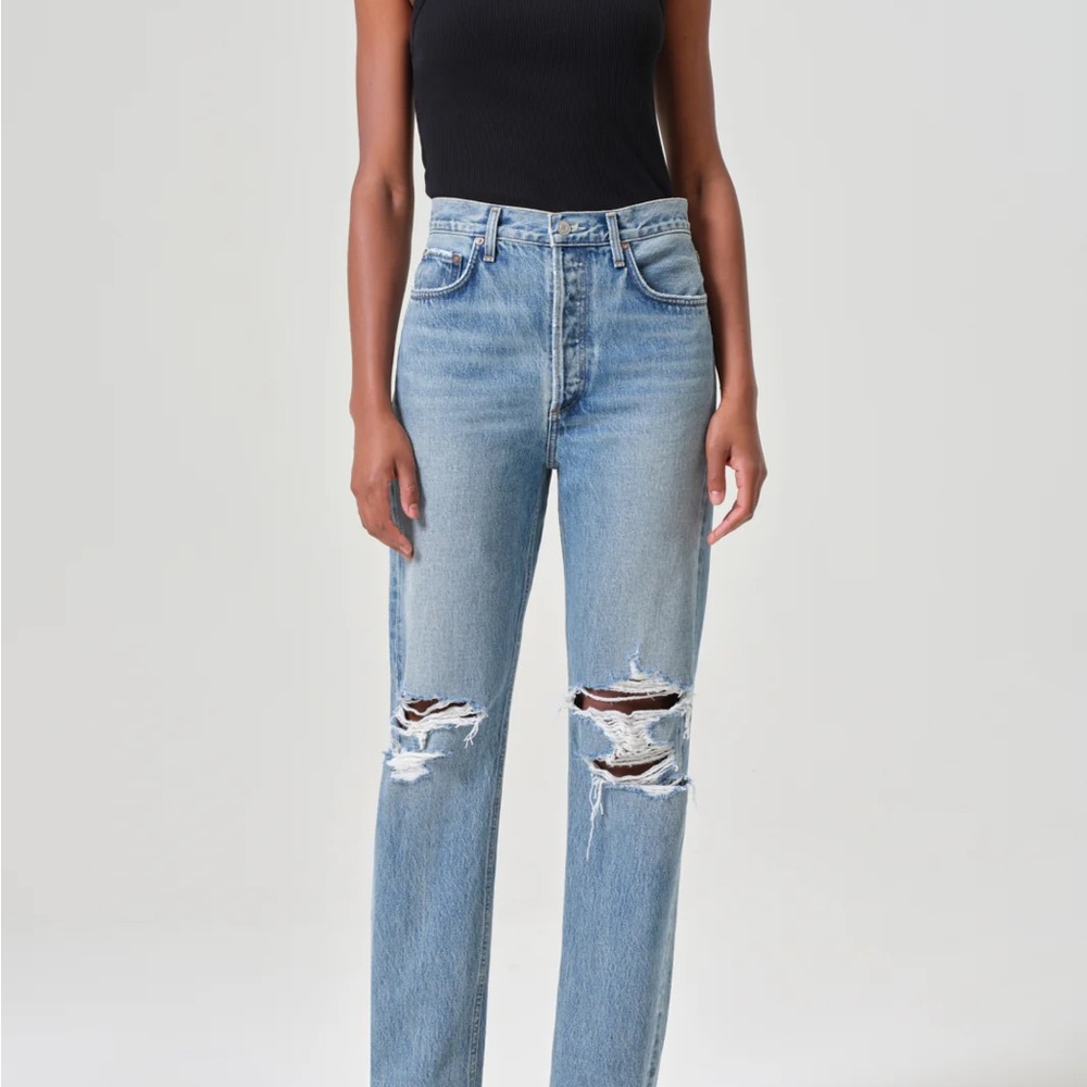 Women's Light Blue Distressed Jeans